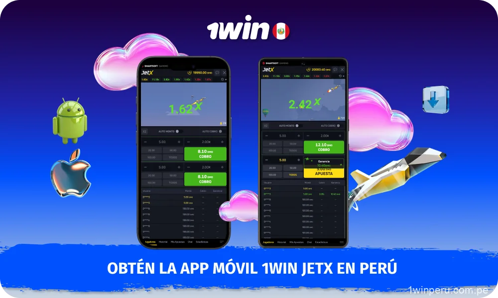La aplicación móvil 1win JetX para Android e iOS ofrece a los jugadores de Perú acceso completo al juego en cualquier lugar desde su teléfono inteligente