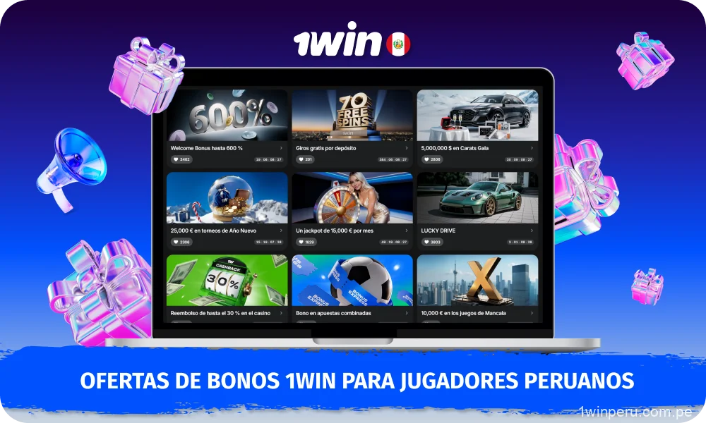 Las bonificaciones de 1win en Perú incluyen más de 20 promociones, como bonificaciones de bienvenida, tiradas gratis, reembolsos y cuotas mejoradas